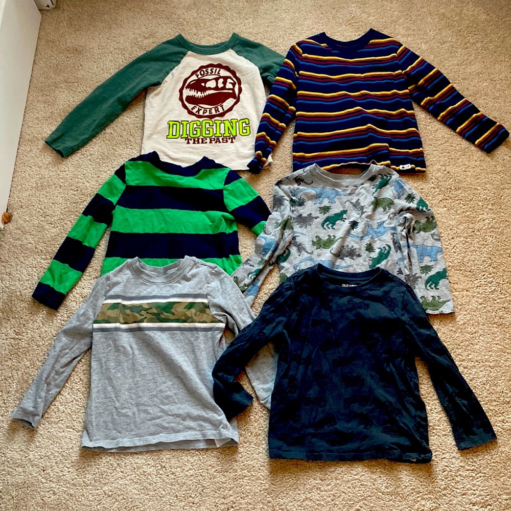 Bundle of 6 long sleeve Gap and Old Navy shirts. Boys 5T